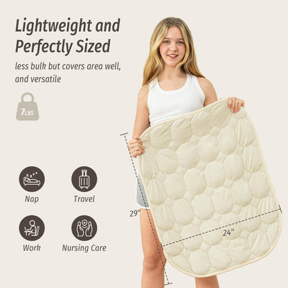 Wemore Weighted Lap Blanket 7lbs for Adults, Small Weighted Blanket Throw for Travel, Soft Weighted Lap Pad for Relaxation, Calming, Napping and Sleeping, Machine Washable, Light Grey 29" x 24"