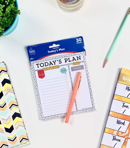 Carson Dellosa Today's Plan Notepad, 50 Sheet Note Pad With Lined Paper for To Do List and Checklist, Classroom Organization Stationery, Desk Accessories and Office Supplies