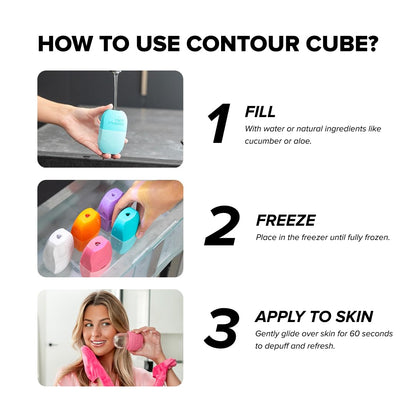 Contour Cube Original - Ice Roller for Sculpting & De-Puffing - Face Ice Roller & Massager with BPA-Free Silicone - Ice Mold for Face - Skin Care Tools for Daily Skincare (180ml) - Marble