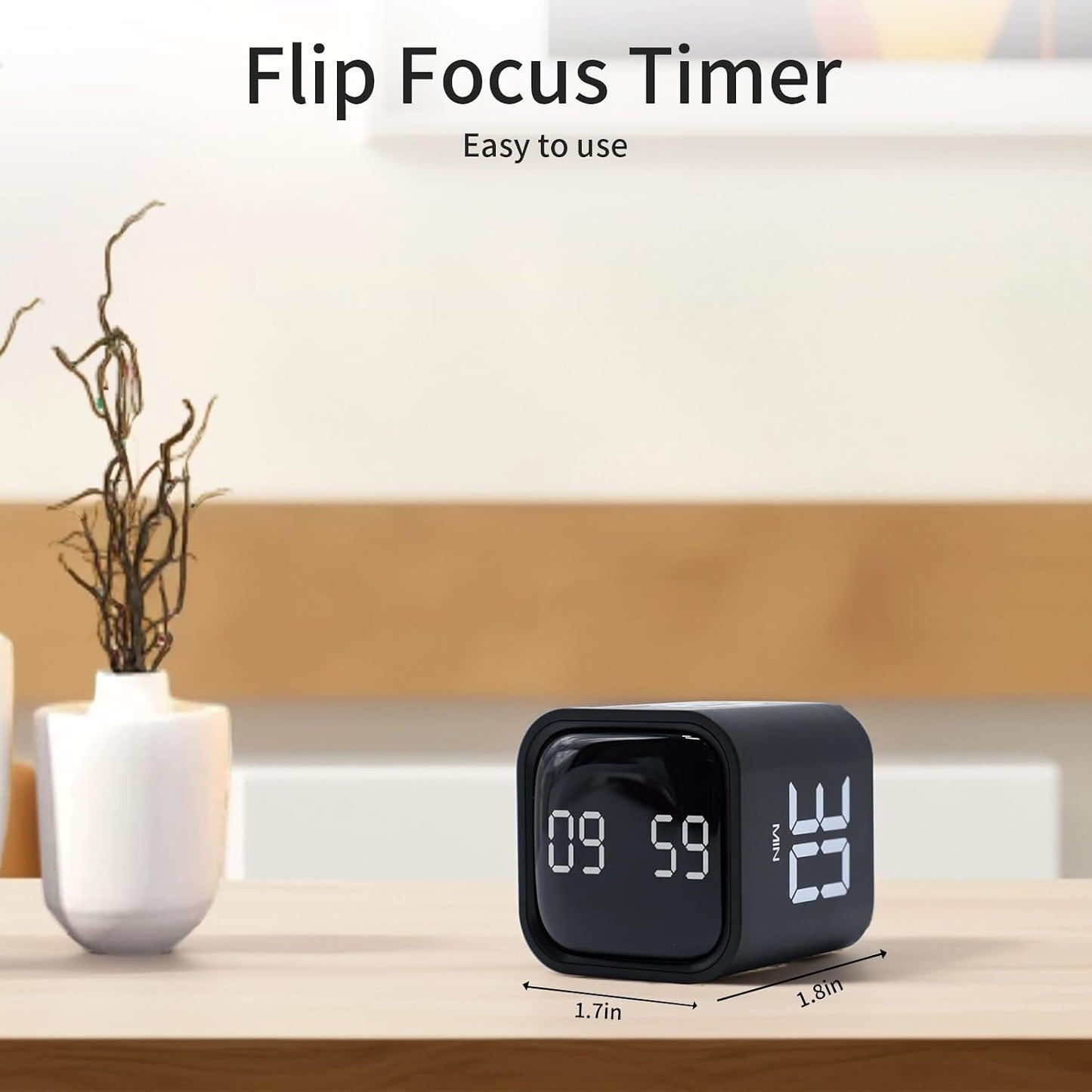 Productivity Timer Flip Gravity Sensor Cube Timer Countdown & Countup,Mute & Vibrate & Sound，5/10/30/60min & Custom Timing, Perfect for ADHD,Work,Learning,Kitchen Cooking (1White)