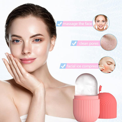 Joyeee Ice Face Roller, Reusable Silicone Mold Face Massage Eye Facial Beauty Skin Care Tools Apply Ice for Shrink Pores Anti Wrinkle Reduce Puffiness Improve Skin Elasticity, Striped