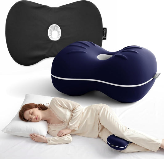 Knee Pillow for Side Sleepers - Smooth Spine Alignment Pillow, Memory Foam Knee Pillows for Back Hip Pain, Spine Aligning, Sciatica, Surgery Recovery, Pregnancy