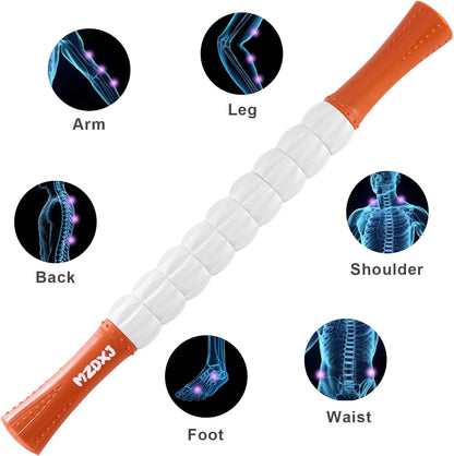 Muscle Roller Massage Roller Stick- Deep Tissue Fascia Blaster for Myofascial Pain Relief, Lymphatic Drainage & Body Sculpting, Handheld Physical Therapy & Recovery Tool (Pink black-18 inch)