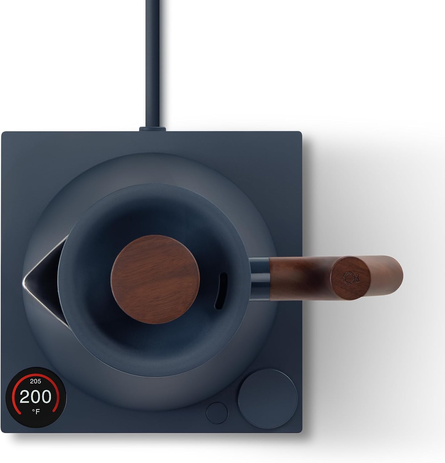 Fellow Corvo EKG Pro Electric Tea Kettle - Quick Heating, Precise Temperature Control Electric Kettle, Scheduling, Built-in Brew Timer for Boiling Water - Matte Black with Walnut Handle - 0.9 Liter