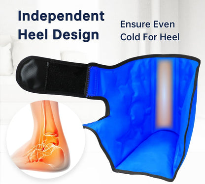 Ankle Ice Pack Wrap for Heel Swelling Pain Relief Reusable Gel Hot Cold Compress for Achilles Tendonitis Plantar Fasciitis, Post-Surgery, Sports Injury(1pcs,Blue)