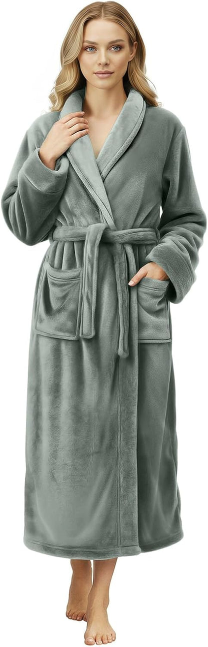 Premium Ultra Soft Robes for Women Plush Fleece Long Bathrobe