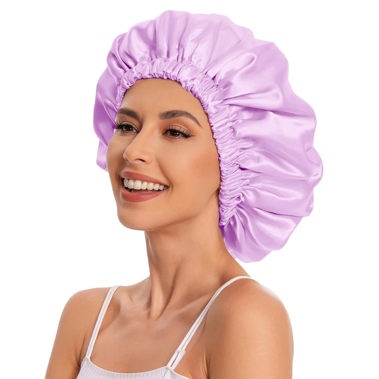Satin Bonnet Silk Bonnet Hair Bonnet for Sleeping-Slouchy Beanie Hat Satin Sleep Cap for Women's Natural & Curly Hair(Blue Zircon)