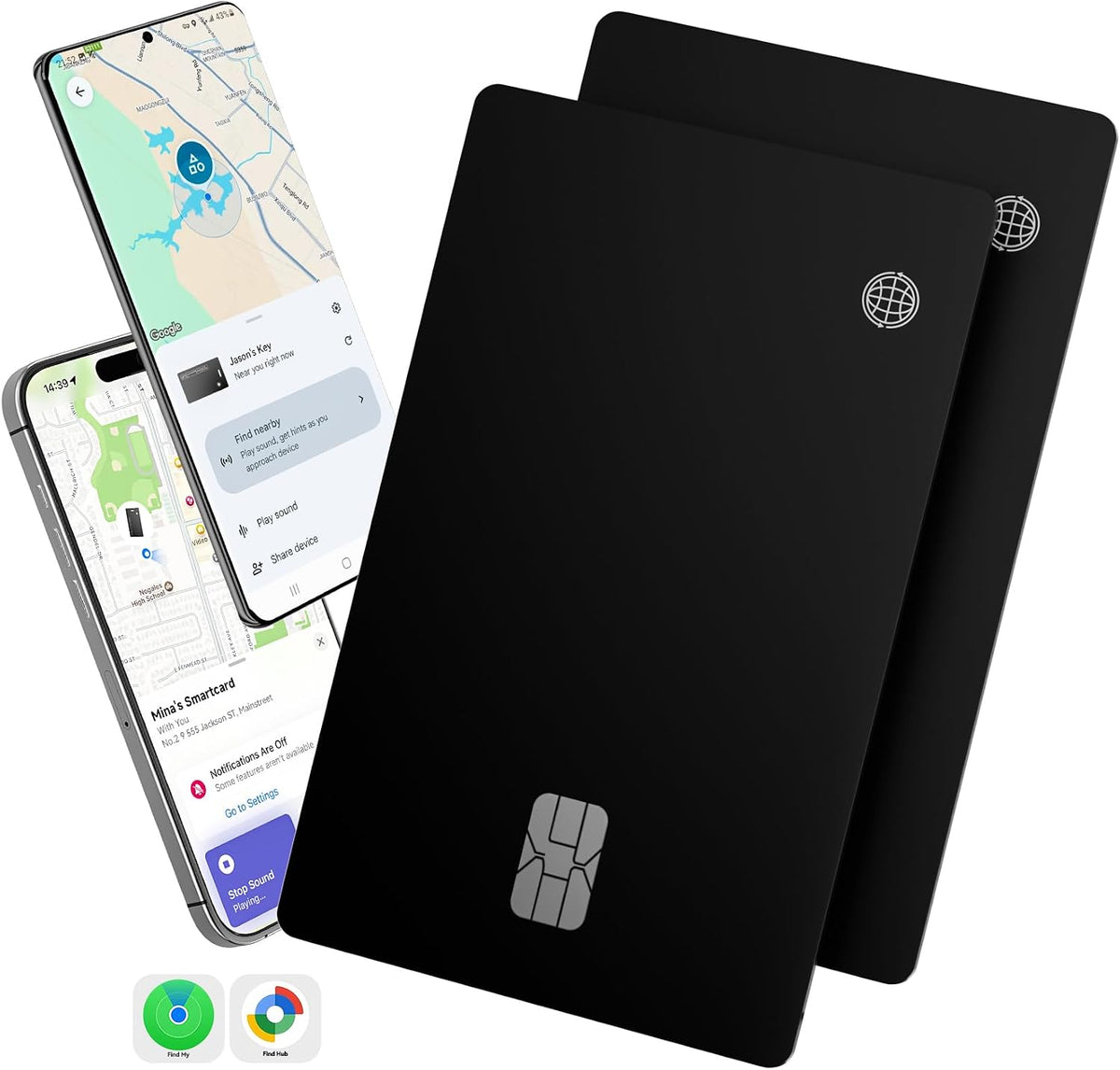 Dual-Platform Wallet Tracker Card, Wireless Rechargeable 0.07in Slim Tracking Card,Work with Apple Find My & Google's Find Hub, Item Locator, Credit Card Size Tracker, IP68 Waterproof, Keys, Bags