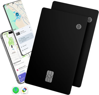 Dual-Platform Wallet Tracker Card, Wireless Rechargeable 0.07in Slim Tracking Card,Work with Apple Find My & Google's Find Hub, Item Locator, Credit Card Size Tracker, IP68 Waterproof, Keys, Bags