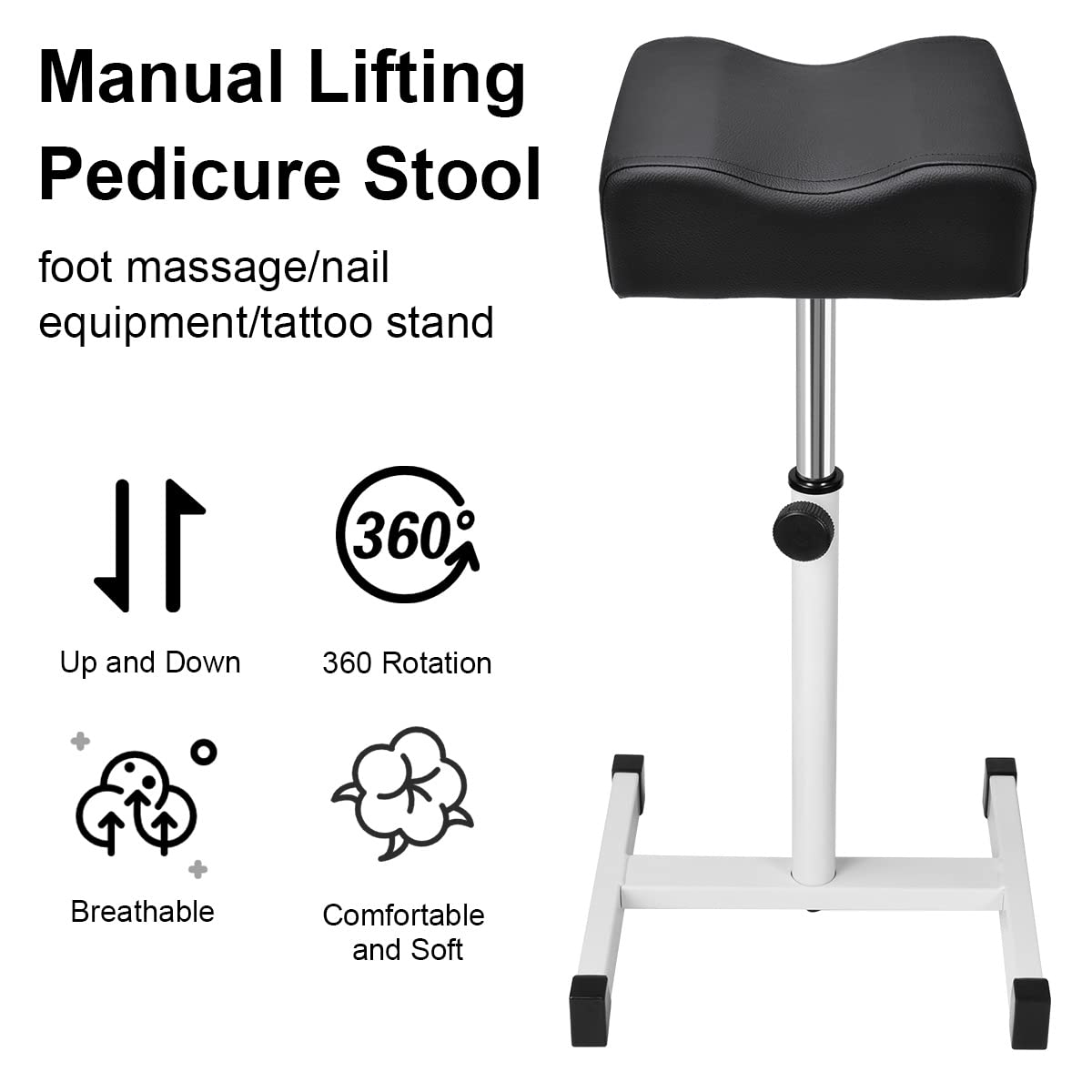 FLOLXNB Pedicure Manicure Footrest, Foot Massage Manicure Nail Beauty Stool Stand, Adjustable Height Footstool for Home Beauty Salon Spa Tattoo (Pink)