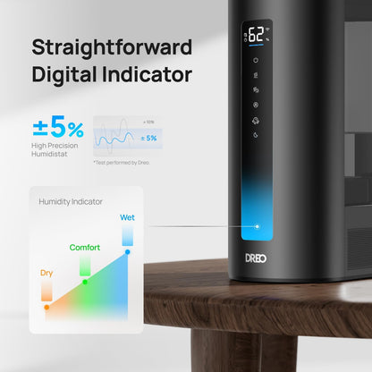DREO 6L Smart Warm & Cool Mist Humidifiers for Bedroom HM713S | 60-Hour Quiet Runtime for Large Room, 500ML/HR Output, Smart Humidity Sensor, Indicator Light, Works with Alexa & Google