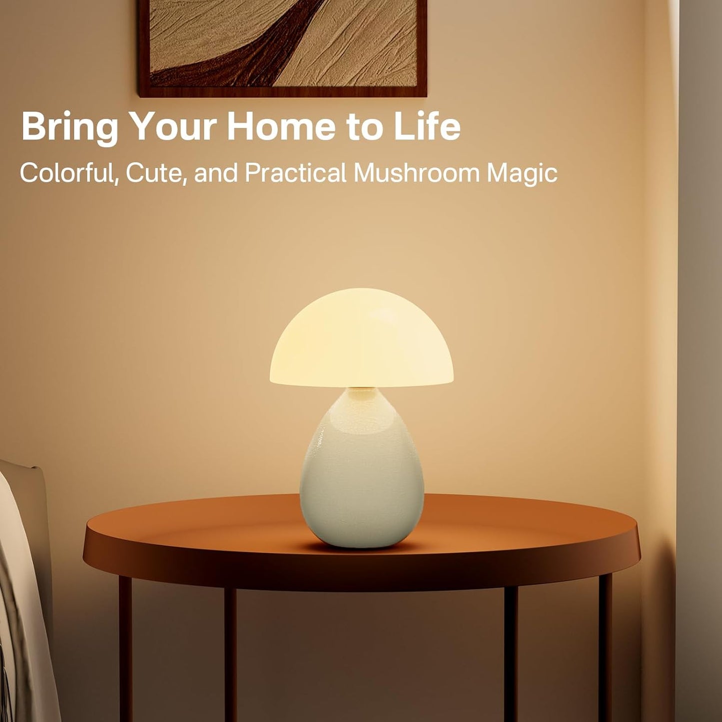 Dawnwake Mushroom Lamp Table Lamp for Bedroom,Desk Bedside Small Lamps for Living Room Night Stands,Mushroom Decor Cute Mini Modern Mid Century Lamps,Unique Aesthetic Home Living Room Decor(White)