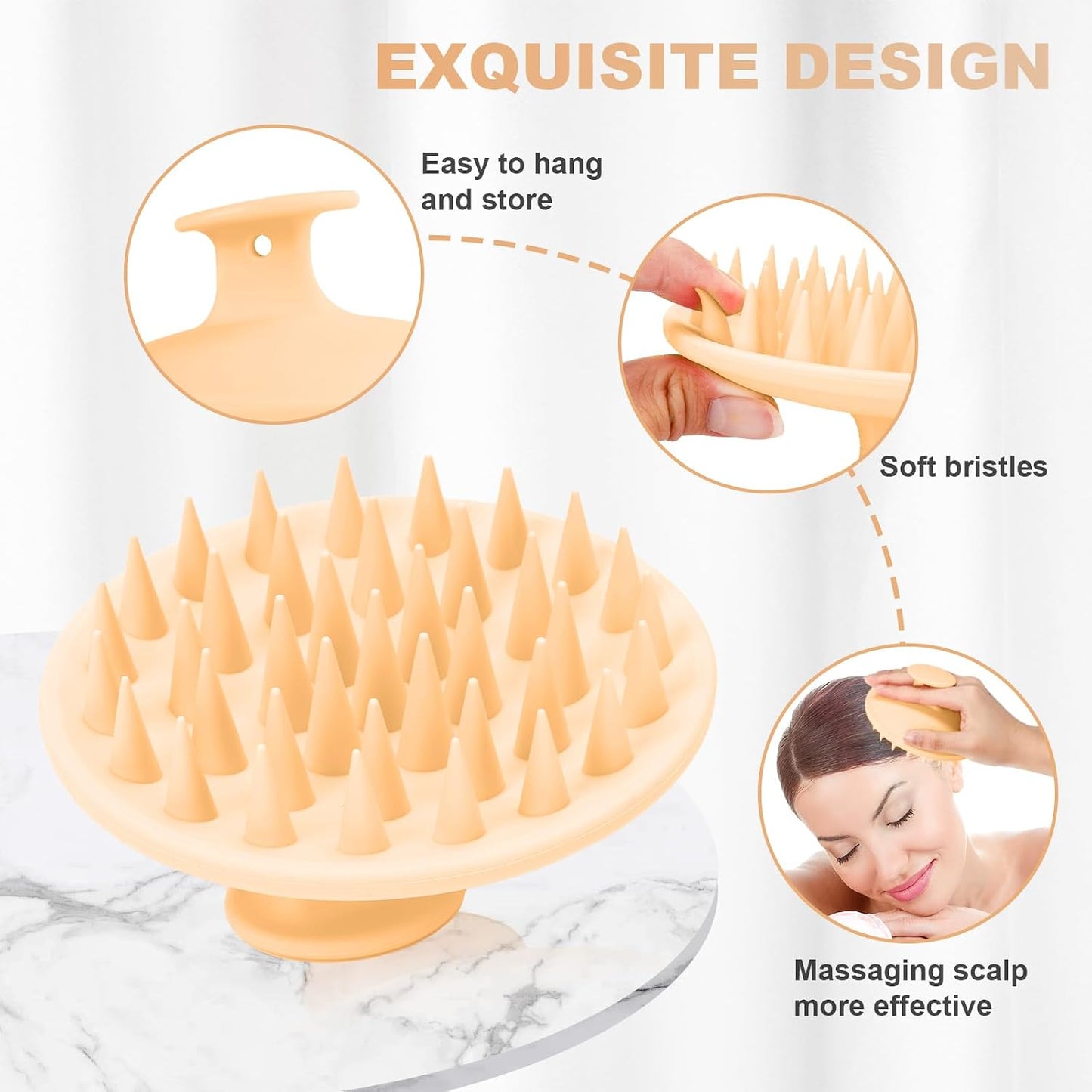 Meartchy Silicone Scalp Massager Shampoo Brush, Scalp Brush for Hair Growth & Dandruff Removal, Hair Scrubber Scalp Stimulator Exfoliator Brush with Soft Bristles for Wet Dry Scalp Care (Black)