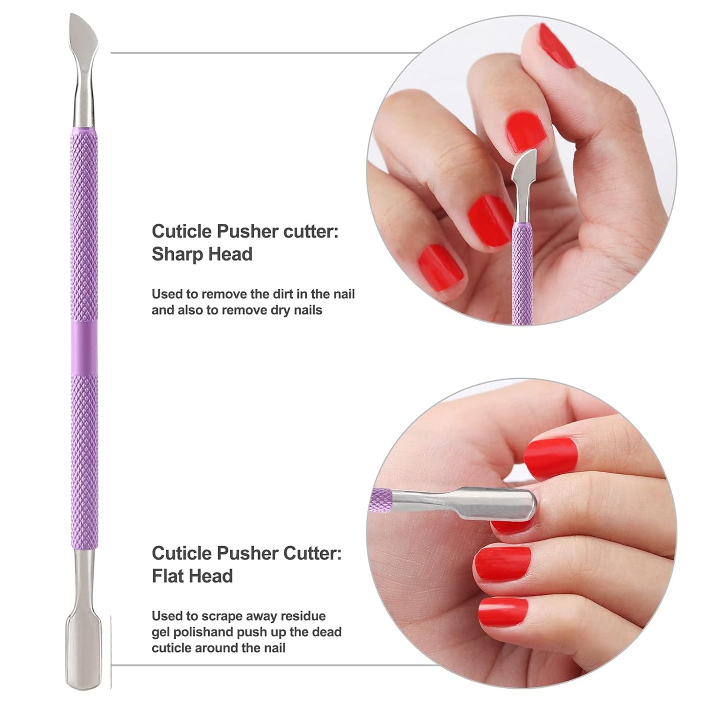 YINYIN Cuticle Trimmer with Cuticle Pusher and Cutter, Professional Stainless Steel Nippers, Cutter Clippers, Cuticle Remover, Pedicure Manicure Tools for Fingernails and Toenails, Sliver