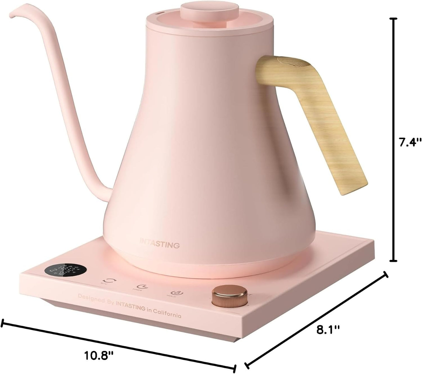 INTASTING Electric Kettles, Gooseneck Electric Kettle, ±1℉ Temperature Control, Stainless Steel Inner, Quick Heating, for Pour Over Coffee, Brew Tea, Boil Hot Water, 0.9L Black