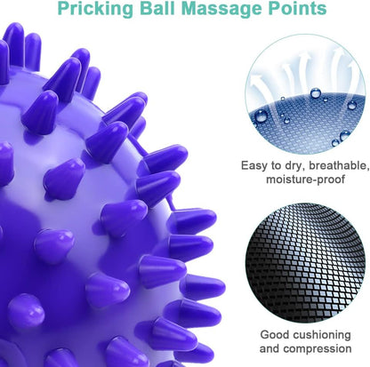 URAQT Spiky Massage Ball Set, 2 Pack Physical Therapy Massage Balls, Hard Lacrosse Ball & Spiky Massage Ball for Myofascial Release and Trigger Point Deep Tissue Massage (Blue)
