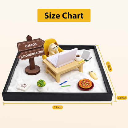 Zen Garden Funny Mini Desktop Decor Sand Box Kit Accessory Stress Relief Gifts for Office Coworkers, Friends, Family