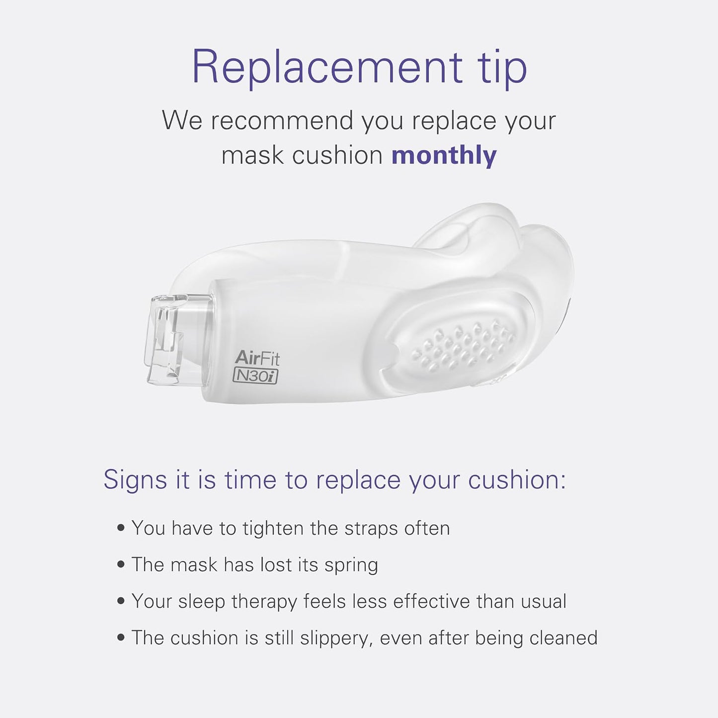 ResMed AirFit N30i Cushion - Nasal CPAP Mask Cushion Replacement - Soft Silicone - Quiet Venting - CPAP Supplies & Accessories - Medium. Frame System & Full Face Cushion are Not Included