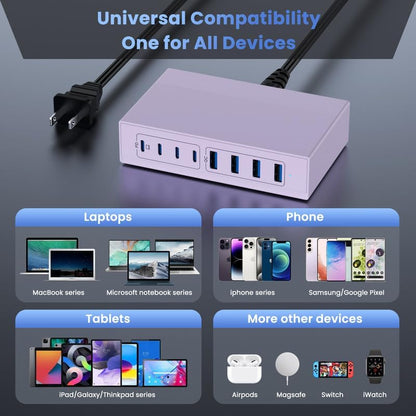 120W USB C Charger Block with 2 Built-in Retractable Cables,4-in-1 GaN IV Foldable Plug Wall Charger Fast Charging Station,PD 65W Laptop Adapter for MacBook/iPad,iPhone 17/16/15/14,Galaxy,Android etc