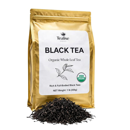 Organic English Breakfast Black Tea – High Mountain Yunnan Whole Leaf Tea – Bold, Smooth & Full-Bodied Morning Tea – 1 lb (454g) Bulk Loose Leaf – USDA Organic – Tealise