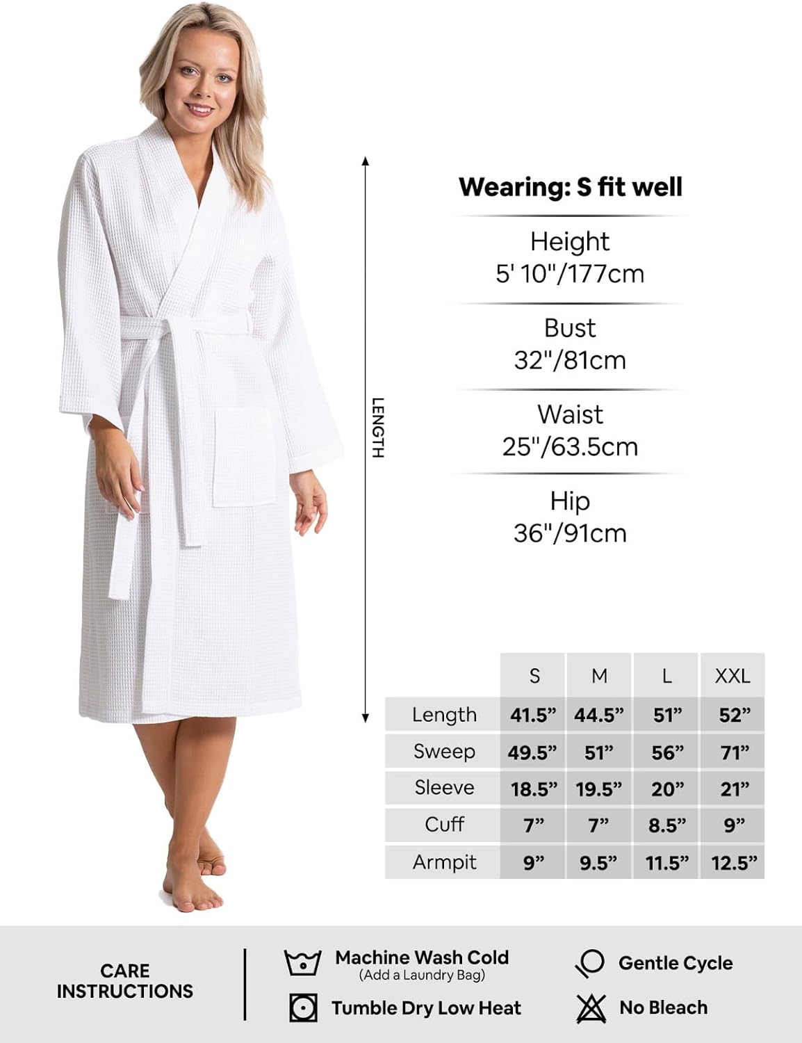 Turkish Linen Waffle Knit Lightweight Kimono Spa & Bath Robes for Women - Quick Dry - Soft
