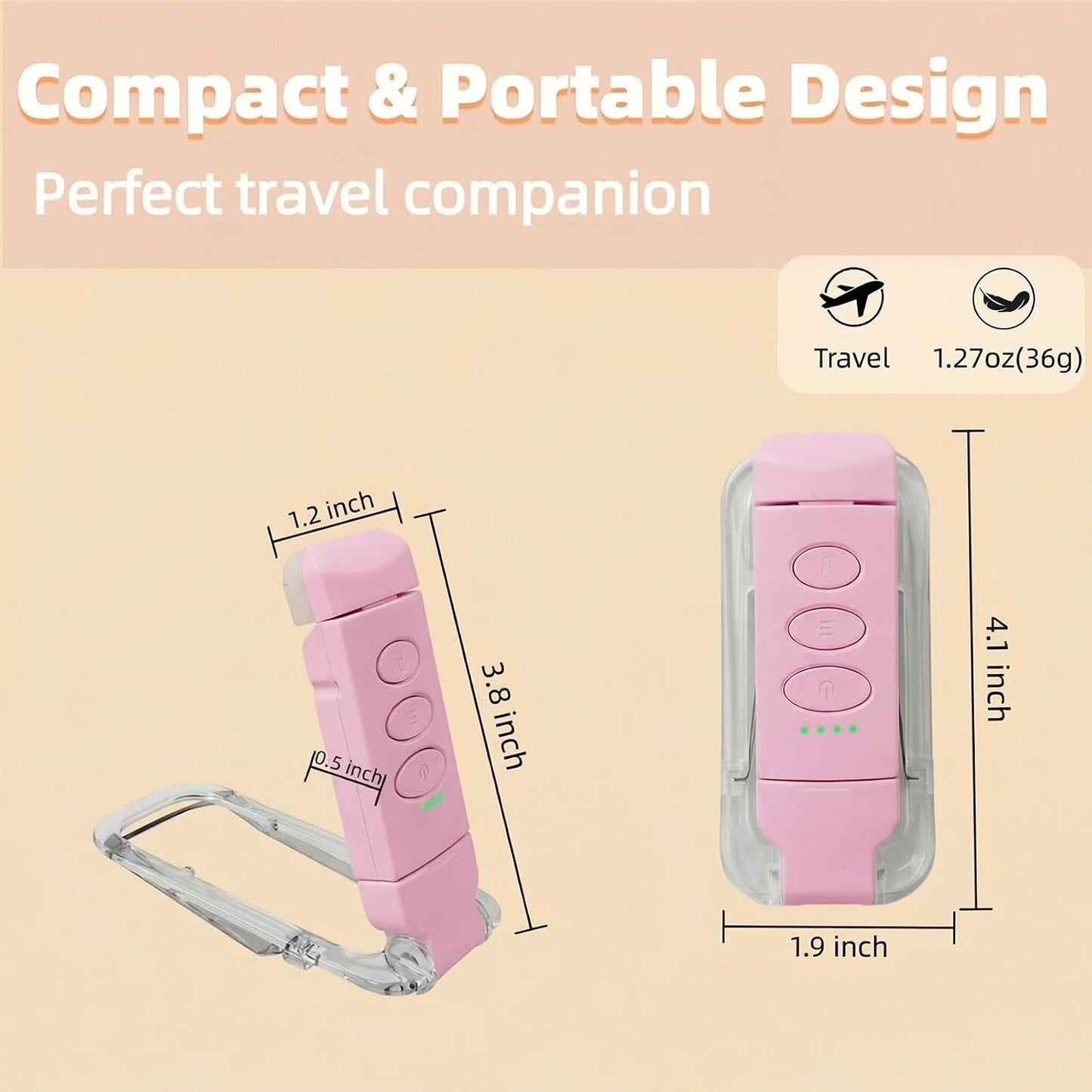 USB Rechargeable Book Light, Portable Clip-on LED Reading Light, Reading Lights for Books in Bed with 3 Amber Colors & 5 Brightness Dimmable, Compact & Long Lasting, Perfect for Book Lovers (Pink)