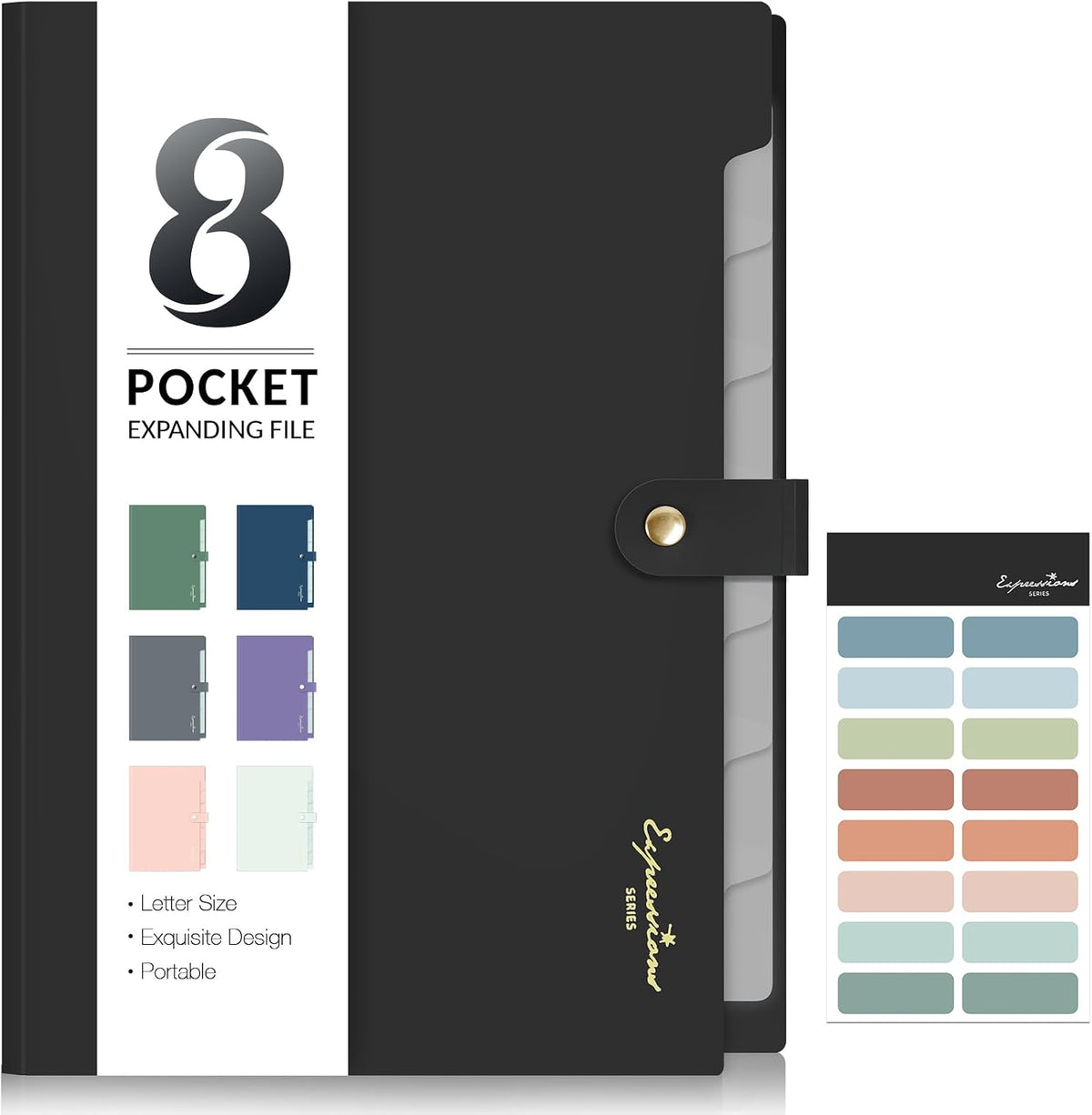 Sooez Elegant Accordion File Organizer, 8 Pocket Expanding File Folder