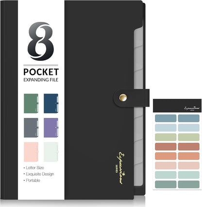 Sooez Elegant Accordion File Organizer, 8 Pocket Expanding File Folder