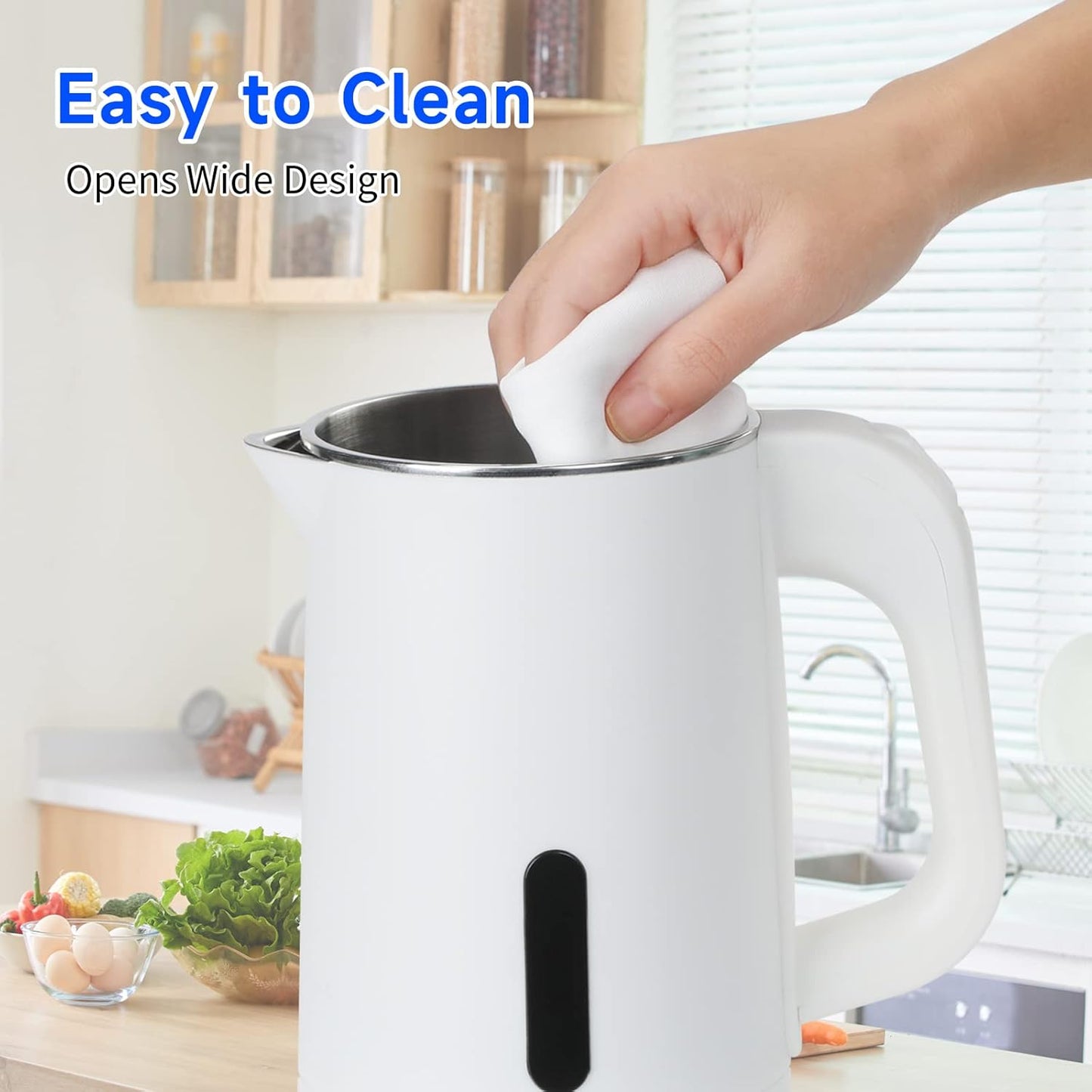 0.8L Small Travel Electric Tea Coffee Kettle | 600W Rapid Boil,Double Wall,Auto Shut-Off,Boil Dry Protection,Hot Water Boiler