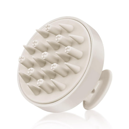HEETA Hair Scalp Massager for Hair Growth, Shampoo Brush, Scalp Scrubber Exfoliator with Soft Silicone Bristles for Dandruff Removal to Relieve Stress, Wet Dry Use Updated Material, Beige