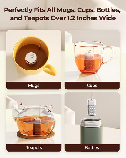 Reinmoson Large Tea Infuser for Loose Tea & Spice Infuser for Cooking, Extra Fine Mesh Tea Strainers, 304 Stainless Steel Loose Leaf Tea Steeper for Black Tea, Rooibos, etc