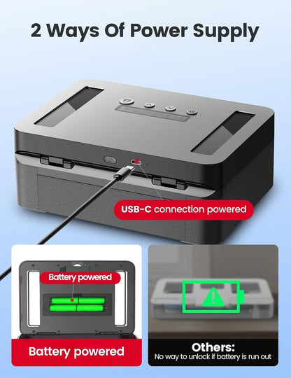 Vaydeer Metal Time Lock Box, Phone Lock Box with Timer for Focus & Wellness