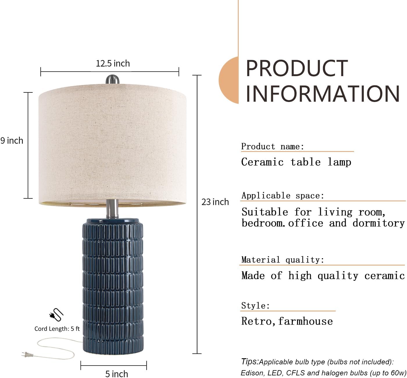 PoKat 23" Modern Ceramic Table Lamp Set of 2 for Living Room White Desk Lamps for Bedroom Farmhouse Bedside Nightstand Lamp House Warming Gifts New Home Decor End Table Lamps Gifts for Women Mom Beige