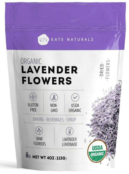 Kate Naturals Dried Lavender Flowers for Tea, Syrup, Lemonade (4oz)