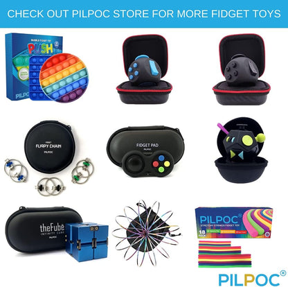 PILPOC theFube Fidget Cube, 6-Sided Stress Relief Infinity Cube for Adults & Kids, Boosts Concentration, Mindfulness Aid, Silent & Audible Modes, Stocking Suffers for Boys, Kids and Adults (Midnight)