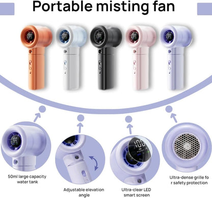 Handheld Turbo Misting Fan with LED Display & Safety Lock