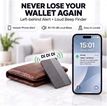 Wallet Tracker Card iOS & Android,0.10-Inch Ultra-Slim Bluetooth Locator
