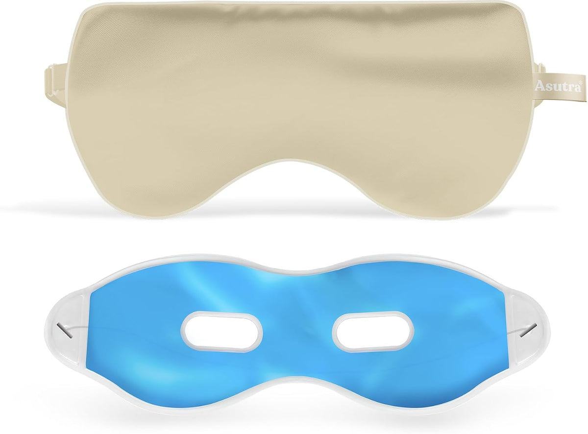 ASUTRA Silk Eye Pillow for Sleep, Black - Filled w/Lavender Buds (One Size)