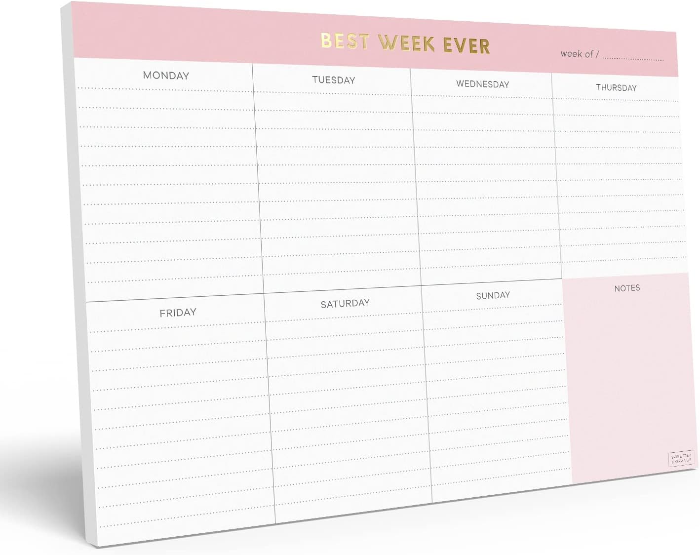 Sweetzer & Orange Weekly To Do List Pad. Gold Foil 7 days Planner with Daily Roadmap Agenda Squares. 7x10” Day Workbook 2026 - Student Blueprint, Work Manual, and Checklist Note Pad