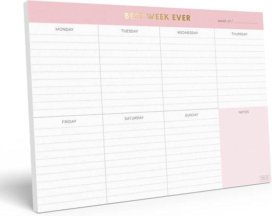 Sweetzer & Orange Weekly To Do List Pad. Gold Foil 7 days Planner with Daily Roadmap Agenda Squares. 7x10” Day Workbook 2026 - Student Blueprint, Work Manual, and Checklist Note Pad