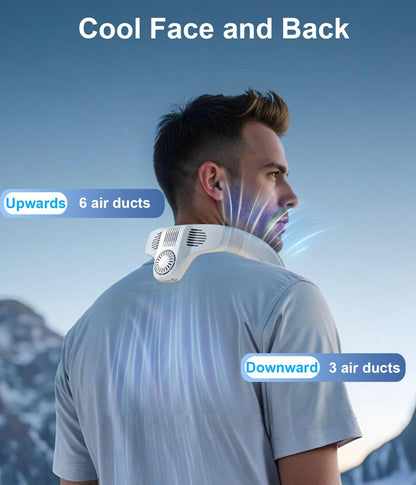 Neck Fan Air Conditioner with Large Cooling Plate, Portable Neck Fans that Blow Cold Air 360° Airflow, Wearable Personal AC Quiet Back Air Outlet 6000mAh Rechargeable,Gifts for Men Women Travel Office