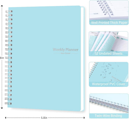 Undated Weekly Planner With Habit Tracker & To Do List 5.7 x 8.0 inch | Avoid Unfocused Busywork,Productivity Organizer,No-Bleed Thick Pages,Portable Size,Lay-Flat Spiral for Hands Free
