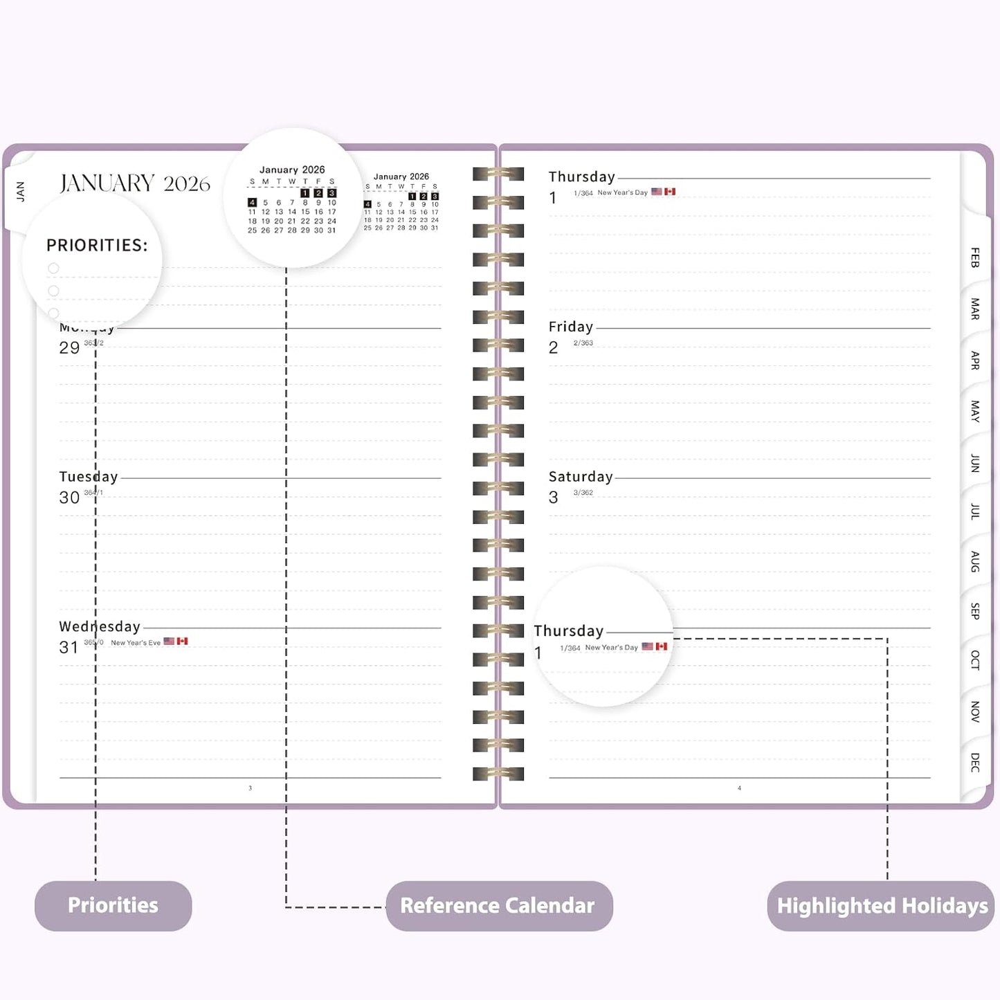 Planner 2026-2027, Weekly and Monthly Calendar Planner, JUL 2026 - JUN 2027 | Academic Year, Daily Agenda Book, A5(6.3'' x 8.5''), Sprial Bound, Inner Pocket, Office School Use