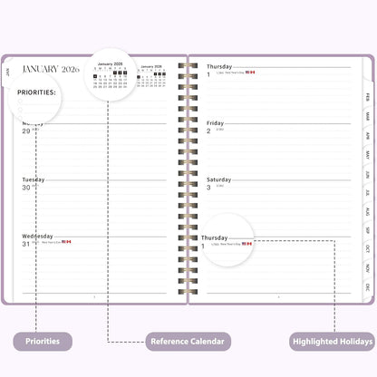 Planner 2026-2027, Weekly and Monthly Calendar Planner, JUL 2026 - JUN 2027 | Academic Year, Daily Agenda Book, A5(6.3'' x 8.5''), Sprial Bound, Inner Pocket, Office School Use