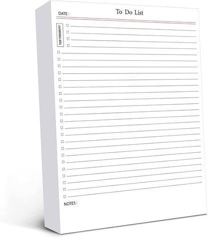 Spakon 300 Sheets Daily to Do List Notepad Notebook Library Card to Do Planner Checklist Memo Writing Pad Schedule Reminder Office Homework Planner for Task, 6" x 8(Classic,White)