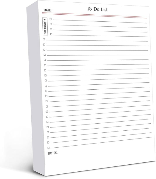 Spakon 300 Sheets Daily to Do List Notepad Notebook Library Card to Do Planner Checklist Memo Writing Pad Schedule Reminder Office Homework Planner for Task, 6" x 8(Classic,White)