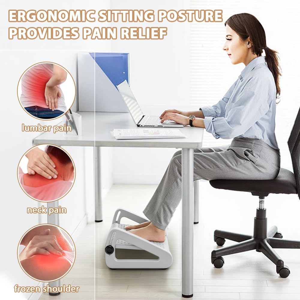 CasaZenith Foot Rest, Six Heights Adjustable Foot Rest for Under Desk at Work, Ergonomic Foots Stool for Under Office Desks, Under Desk Footrest with Foot Massage Roller, Chair Footrest for Leg Rests