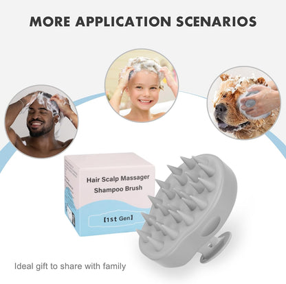 FREATECH Scalp Scrubber Scalp Massager Hair Growth, Shower Shampoo Brush with Silicone Bristles for Dandruff Removal and Hair Care, Wet & Dry Hair Massager Scalp Exfoliator for Men Women Kids，Black