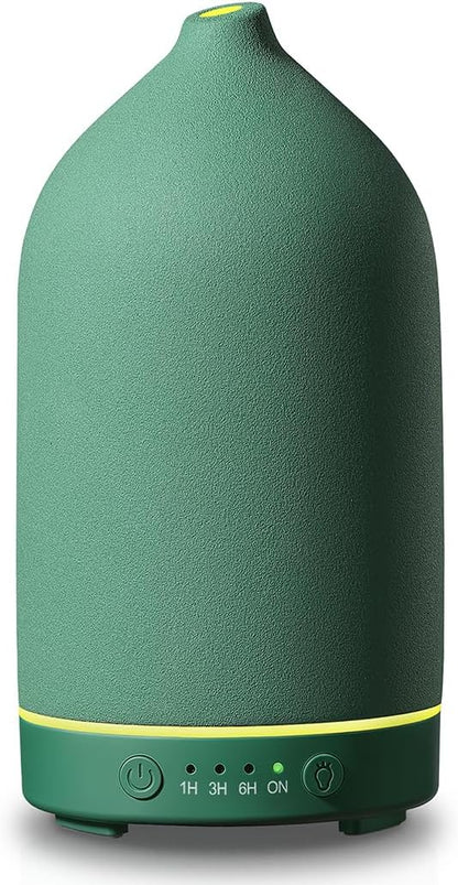 Gooamp 200ML Ceramic Essential Oil Diffuser for Home - Ultrasonic Aromatherapy Diffuser Humidifier with 7 Color LED Lights, Auto Shut-Off, 3 Timers for Bedroom, Office, Yoga, Black