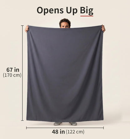 Litume Compact Travel Blanket for Airplane, Velvet, Dark Blue Gray
